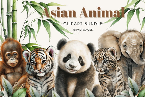 Adorable Baby Asian Animal Clipart for Every Project