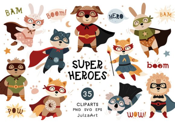 Animal Superhero Clipart: A Versatile Design Asset