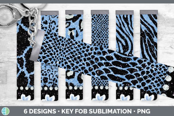 Blue Animal Print Key Fob: Wrist Strap & Sublimation Bundle