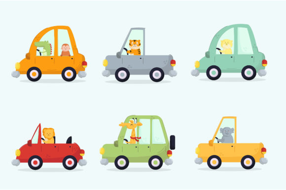 Cars with Animal Driver Cartoon: A Playful Premium Font
