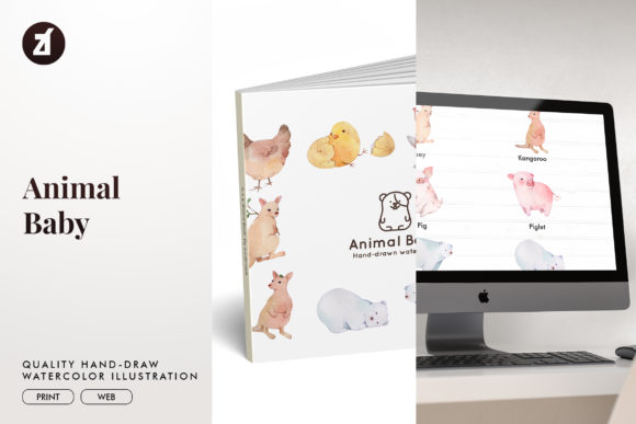 Charming Animal Baby Watercolor Illustration for Creative Projects