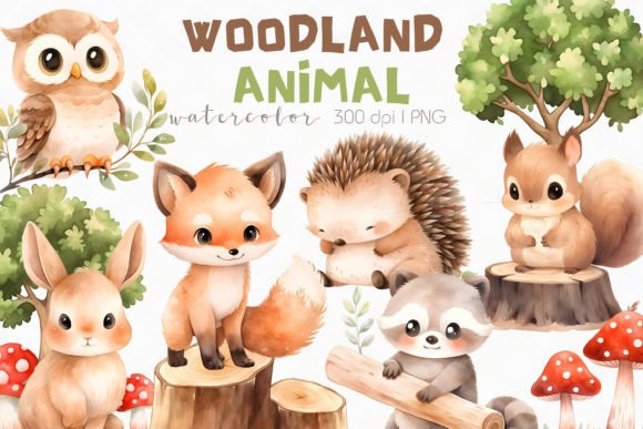 Charming Baby Woodland Animal Watercolor Clipart for Your Projects