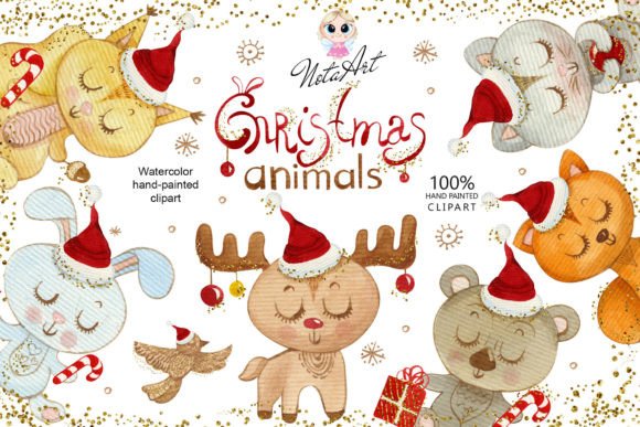 Christmas Animals Clipart: Winter Animal Watercolor Magic