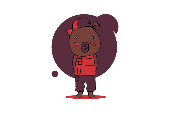 Cute Cartoon Baby Animal Bear with Uniform Design for Mascot and Print
