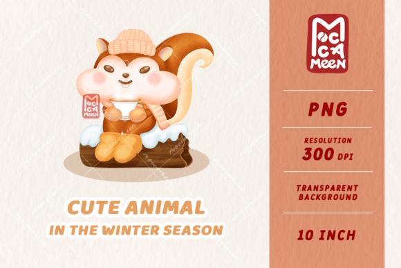 Cute Squirrel Hot Drink, Winter Animal: A Cozy Design Asset