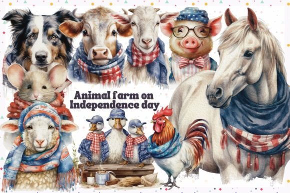 Farmhouse Americana: Animal Farm on 4th of July Clipart