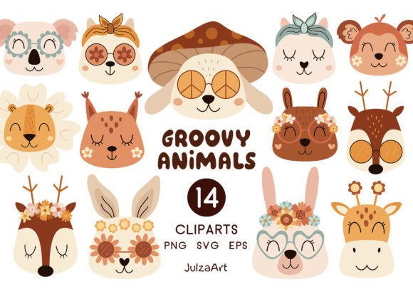 Retro Animal Clipart: A Groovy Design Asset for Modern Creators