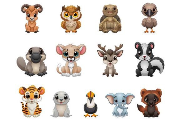 Set of Fourteen Little Animal Collection: Your Whimsical Design Toolkit