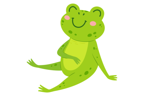The Charm of Resting Green Frog: A Happy Animal Character